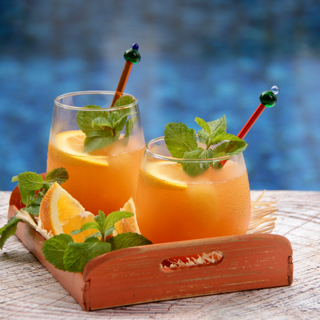 strawberry orange mango kombucha mocktail