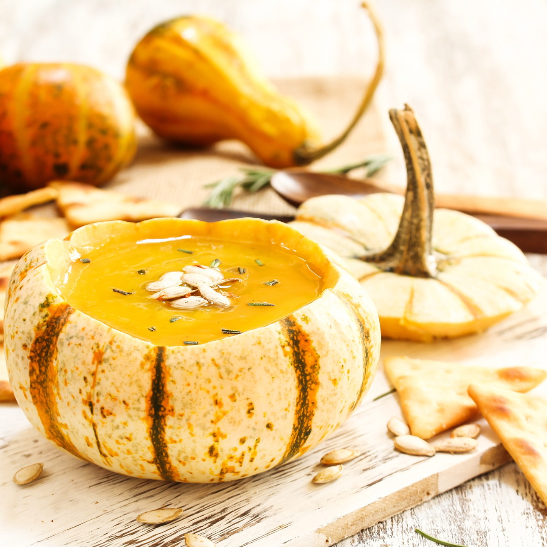butternut squash soup with pita bread