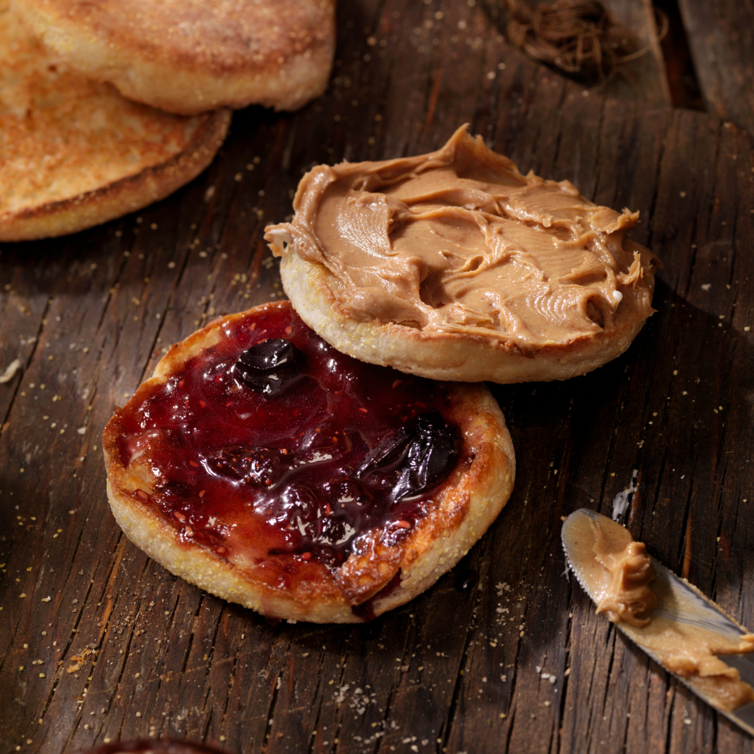 Peanut Butter & Chia Berry Jam English Muffin